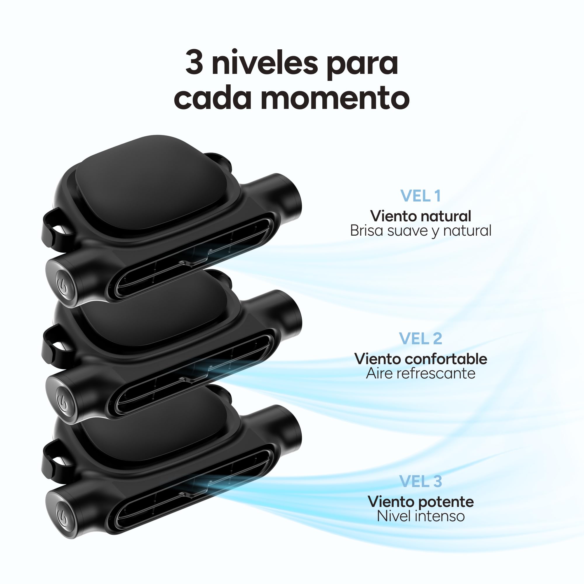 KSIX Ventilador para Reposacabezas Asiento de Coche con USB-C | Silencioso, Portátil y 4h de Autonomía | Ideal Para Niños