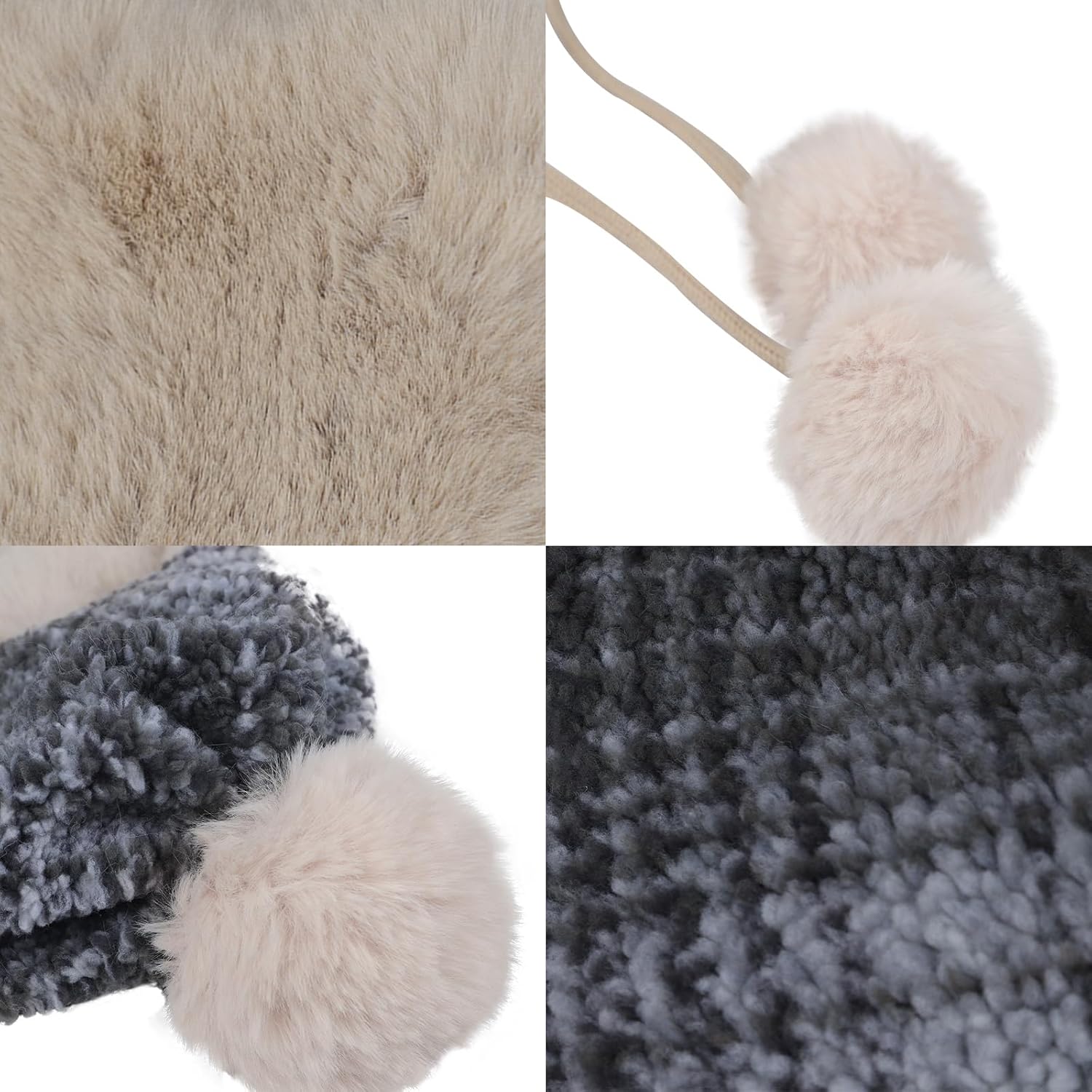 Women Winter Pompom Beanie Hat Fleece Lined Earflap Snow Ski Cap Sherpa Crochet Ushanka Skull Cap Outdoors Ear Cover - Image 5