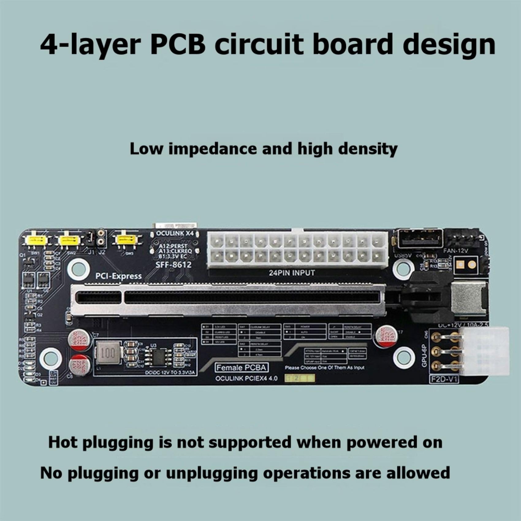Docking Station OCuLink per Scheda Grafica GPU 64G SFF-8612 A PCIe, Scheda di Espansione Esterna per Mini PC con Scheda Madre F2D