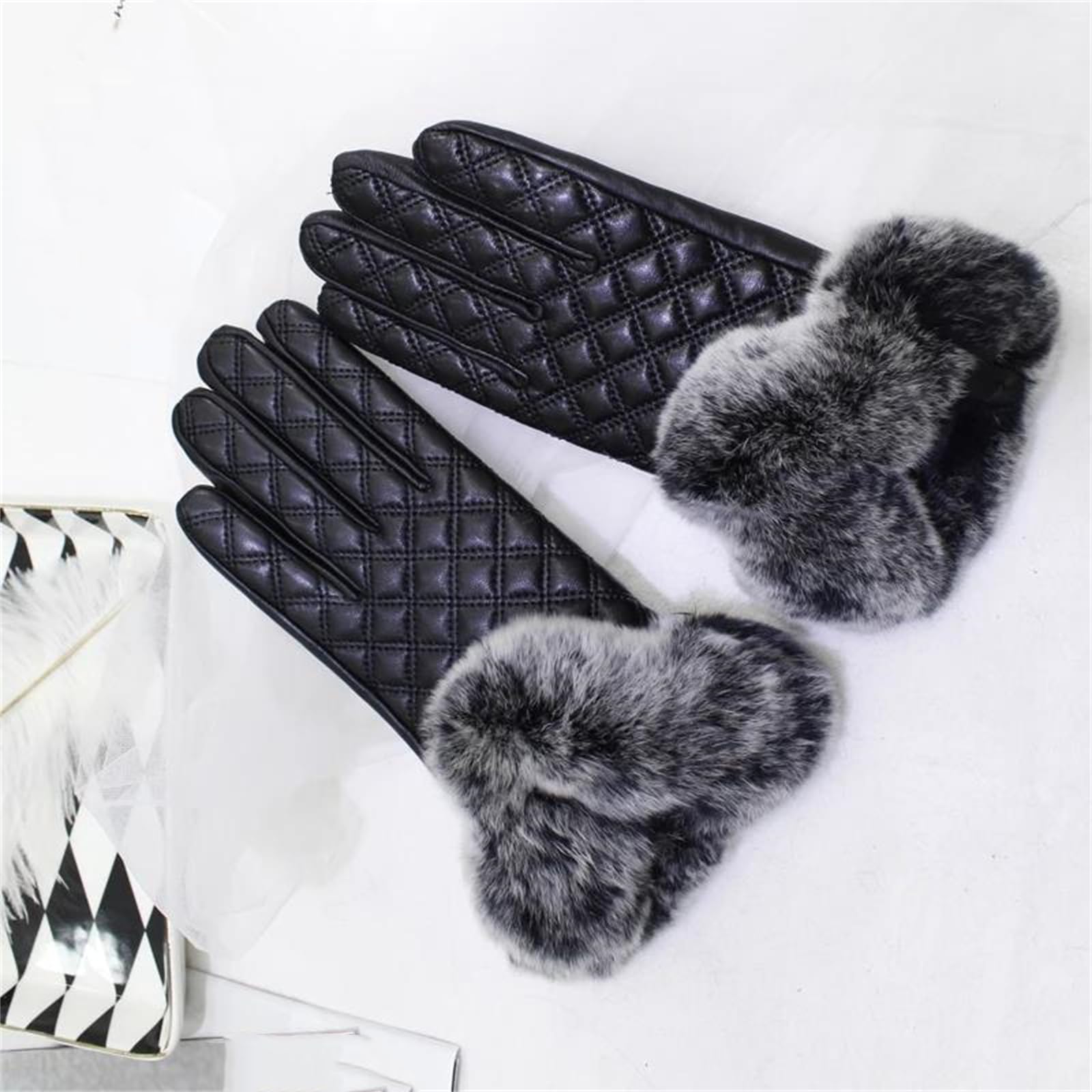 Guanti da donna in vera pelle di pecora con polsino touch screen SMS invernali caldi guanti da guida termici