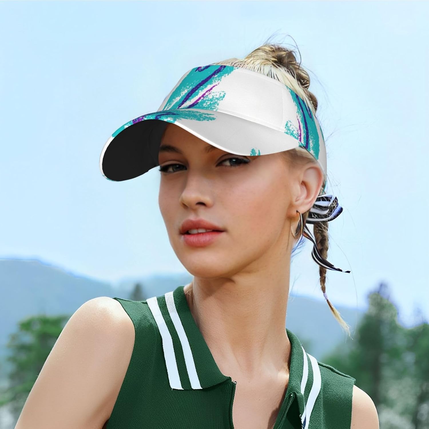 90's Cup Design Print Sports Sun Visor Hats,Adjustable Sun Caps for Men Women Adults Lightweight Black