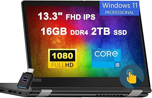 Lenovo ThinkPad L13 Yoga 2 en 1 Laptop  FHD IPS Touch de 13.3 pulgadas  Intel 4-Core i5-1145G7  i7-1165G7  16GB DDR4 2TB SSD  Huella digital