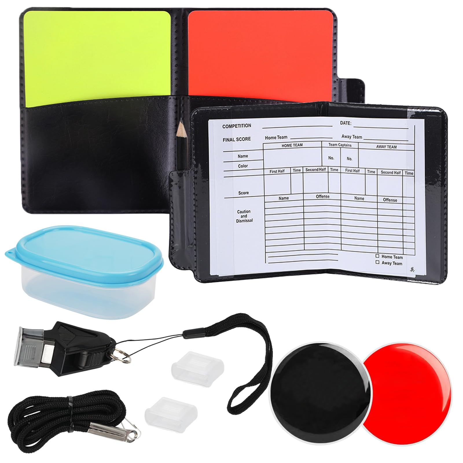 Jeu De Cartes D'arbitre De Football - 2 Cartes PVC Rouge Et Jaune + étui Cuir PU + Carnet De Score Et Stylo