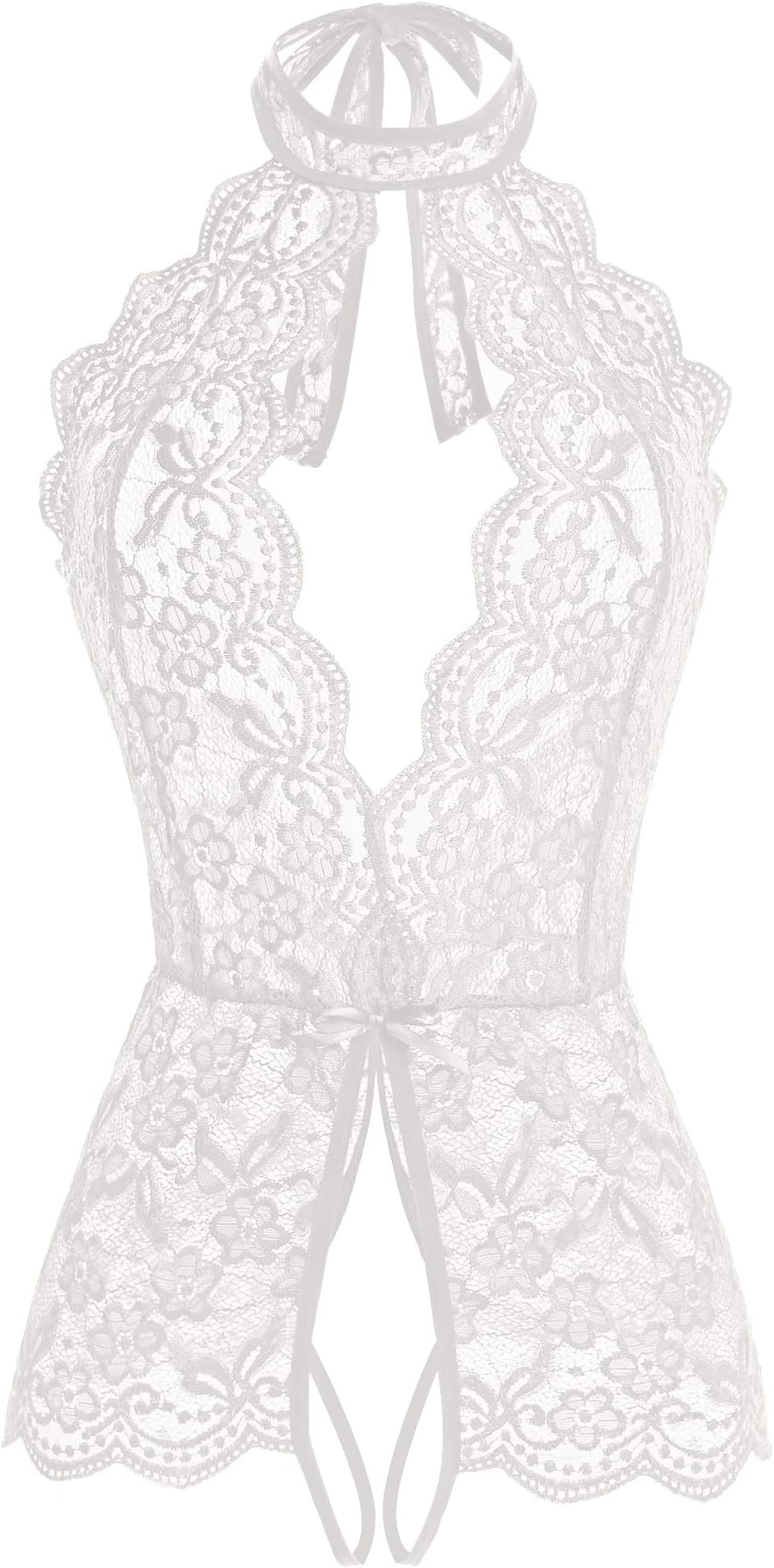 klierWomen Lingerie for Women Deep V Halter One Piece Teddy Bodysuit