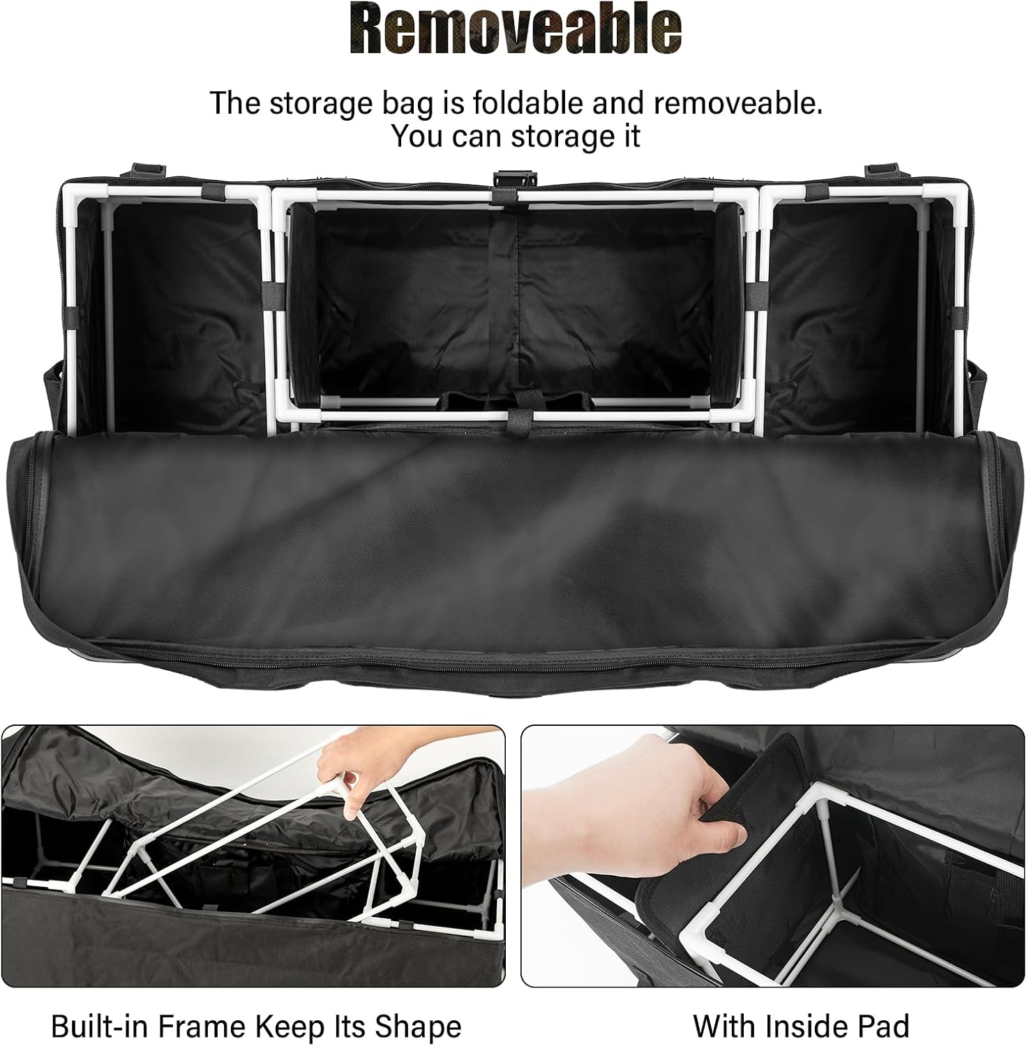 SUNPIE ATV Rear Storage Bag with Seat Cargo Rack Soft Bags Black