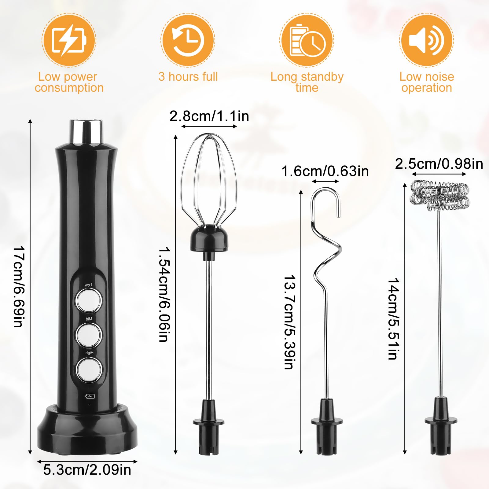 NVIYAM Frullino Montalatte, Schiumatore Latte Elettrico, USB Ricaricabile Montalatte Elettrico con 3 Frullino in Acciaio Inox, 3 Velocità Regolabili, per Cappuccino, Latte, Matcha, Caffè, Cioccolata
