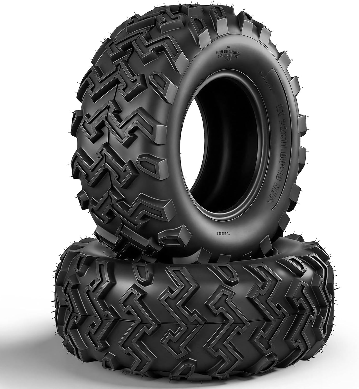 TRIBLE SIX Set of 2 22x11-10 ATV UTV Tires, 22x11x10 Heavy Duty All-Terrain Tires, 4-Ply Rated, Tubeless, Non-Directional Tread for Mud, Trail, Sand