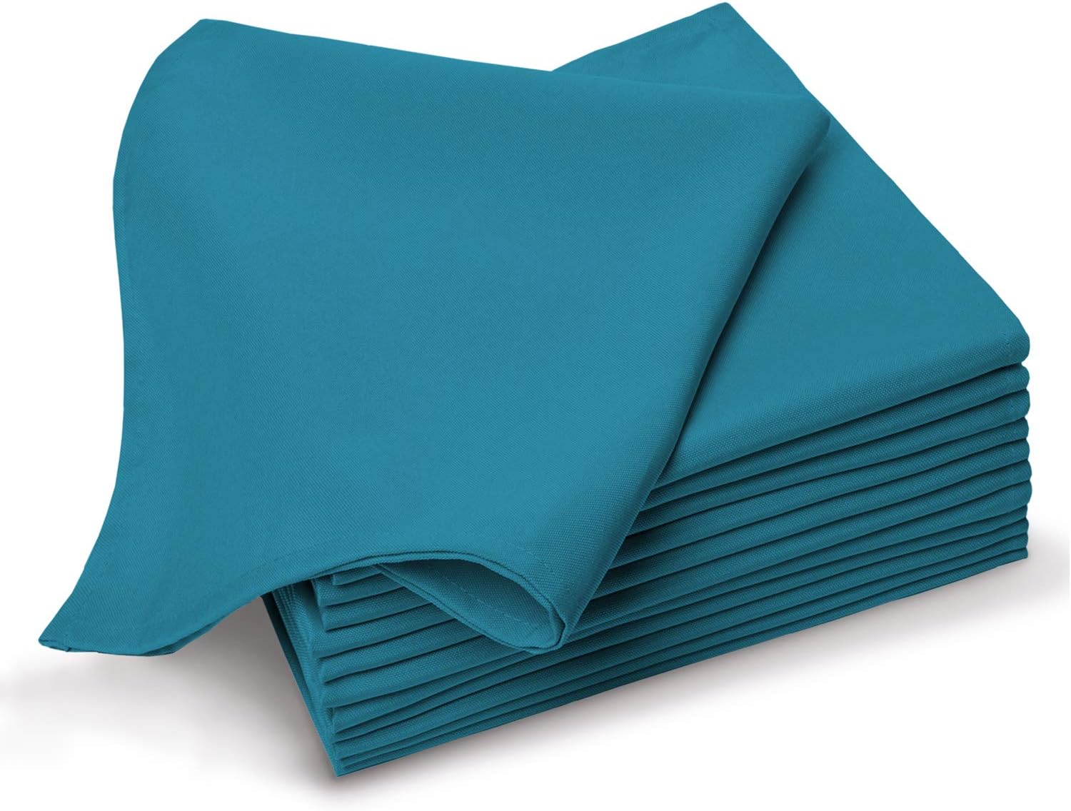 Pizuna Soft Absorbent Cotton Cloth Dinner Napkins Sapphire Blue 12pc 14 Inch x 14 Inch, 100% Long Staple Cotton Sateen Weave Hemstitched Lunch Napkins (100% Cotton Blue Sapphire Napkins)