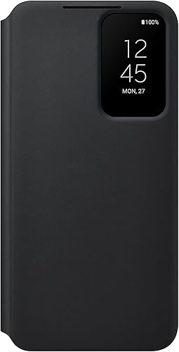 Samsung Funda protectora para teléfono Galaxy S22 S-View, control de grifo, diseño de vanguardia, versión estadounidense, negro, (EF-ZS901CBEGUS)