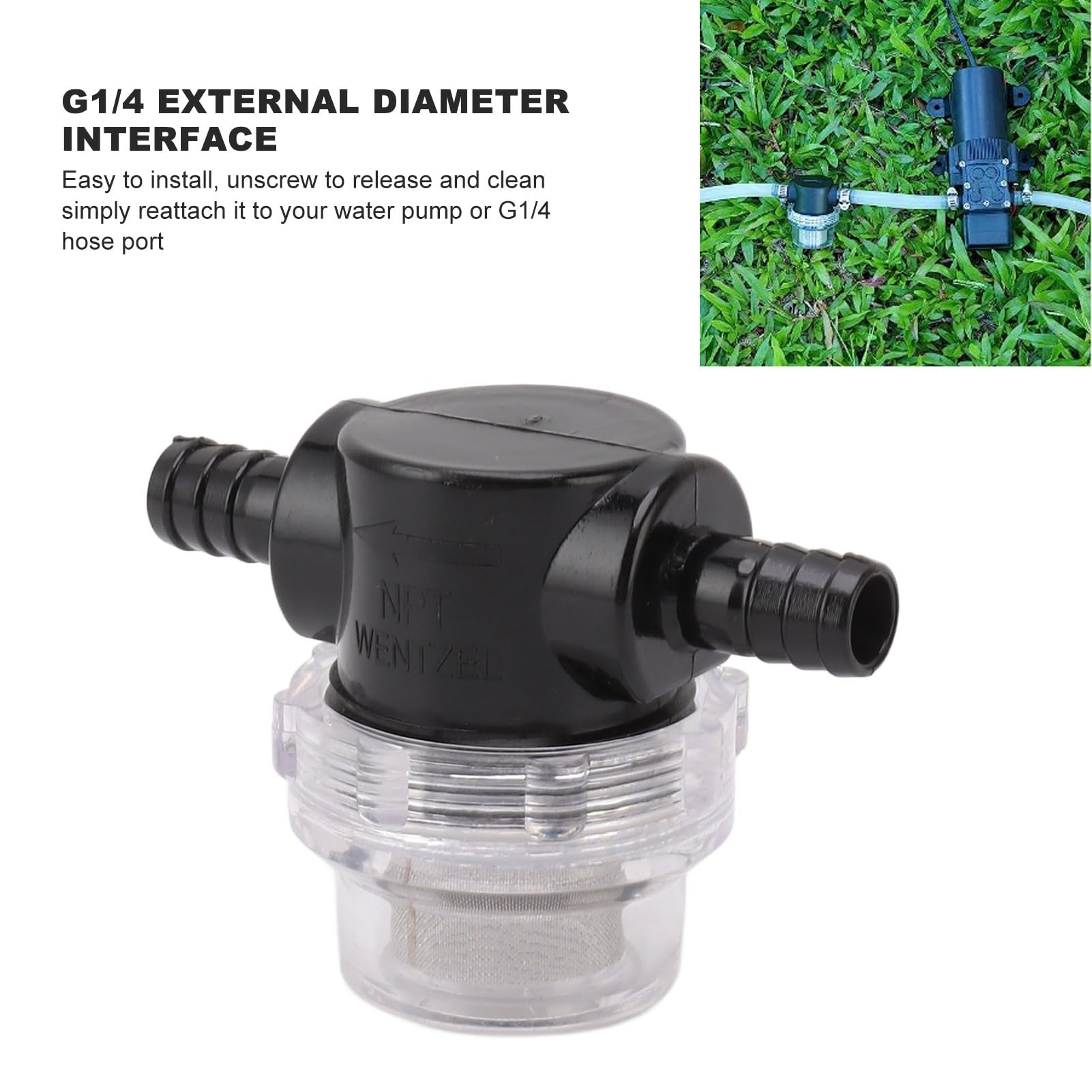 Tyenaza Crépine De Tuyau d'eau, Crépine De Pompe à Eau ABS G1/4 Pompe Torsadée sur Crépine Filtre De Canalisation D'irrigation pour Pelouse De Bateau Marin RV