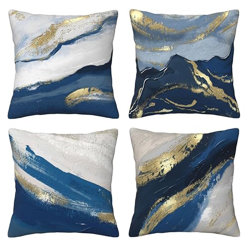 Set Of 4 Decorative Throw Pillow Covers 18x18 Inch For Couch, Modern Abstract Oil Painting Art Square Pillows Cover Case For Cushions Sofa Bed Cushion And Living Room Farmhouse Outdoor Decoration