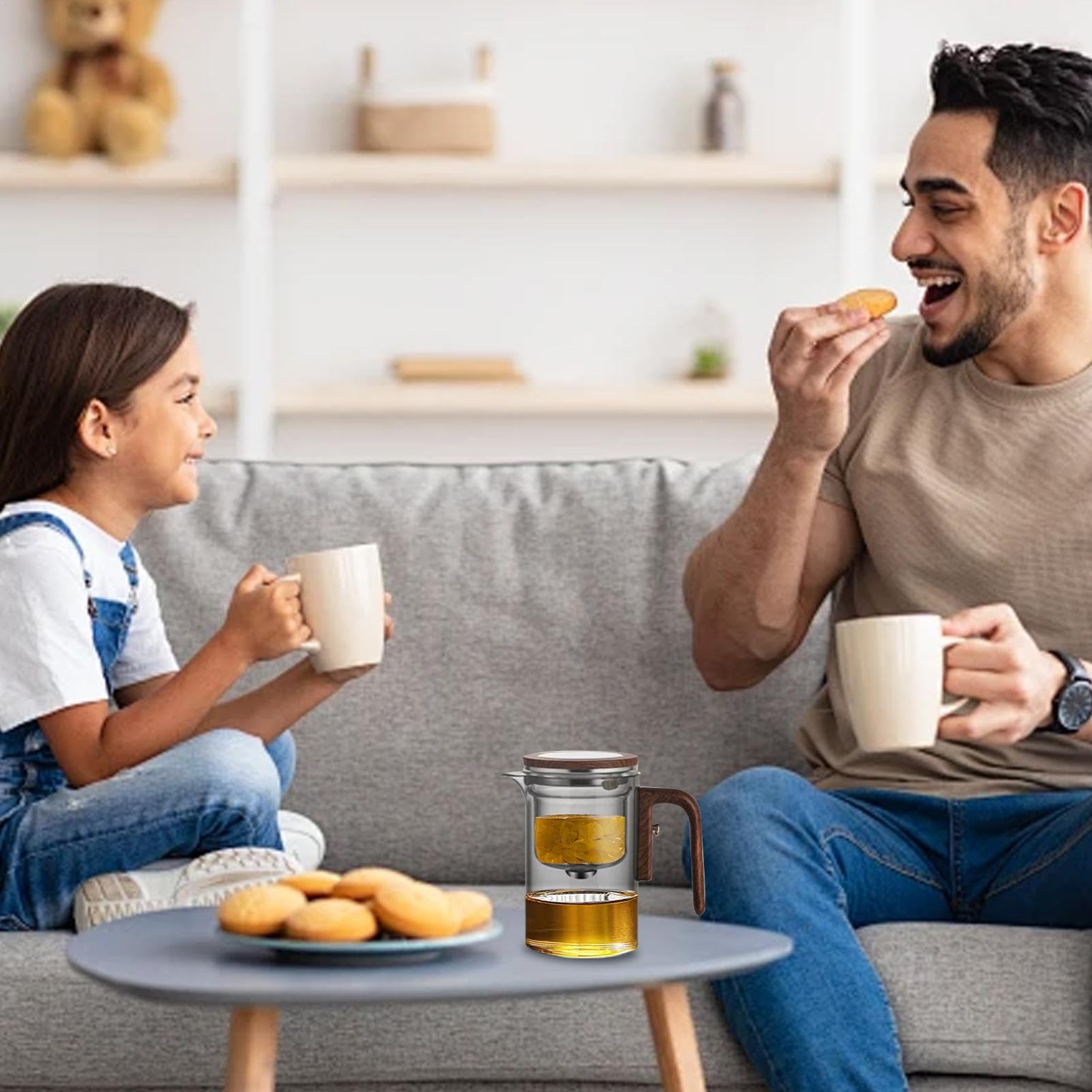 de vidrio de 600 ml con colador, con infusor para té suelto, de hojas sueltas con infusor para el hogar, sala de té, preparación de restaurantes, filtrado