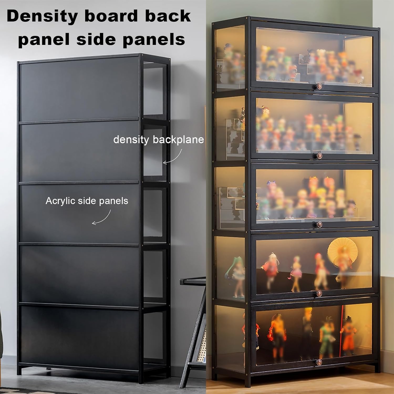 Display Cabinet Toys Display Shelf，Acrylic Bookcase Storage Rack/Display Case with Acrylic Glass,Curio Cabinet,Floor Standing Clear Showcase,Collectibles Toy Organizers Rack & Display Shelf,