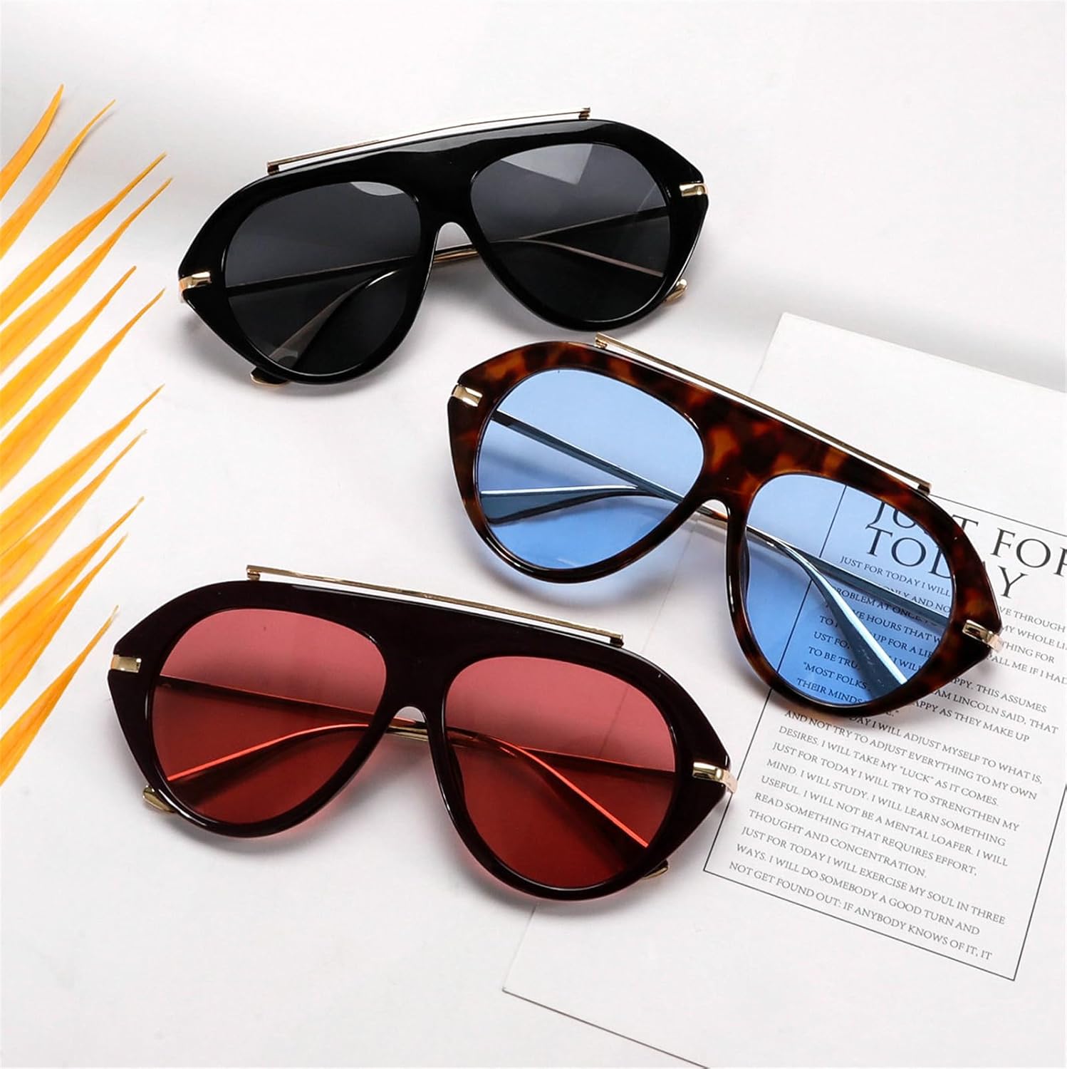 willochra Trendy Oversized Pilot Sunglasses for Women Men Retro Big Large One Piece Sun Glasses Vintage Shades UV400 - Image 6