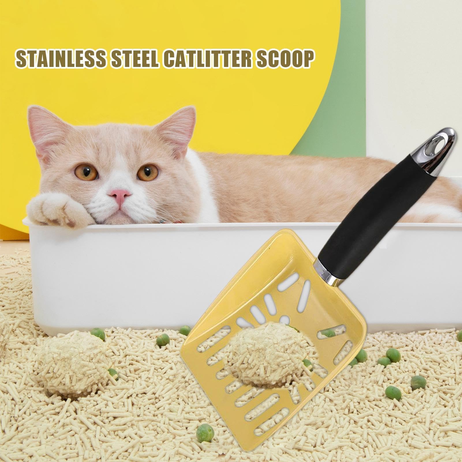 Pala para Arena de Gato, Pala for Arena portátil de Acero Inoxidable con Mango for Inodoro, Bandeja for Aprendizaje, Interior y Exterior