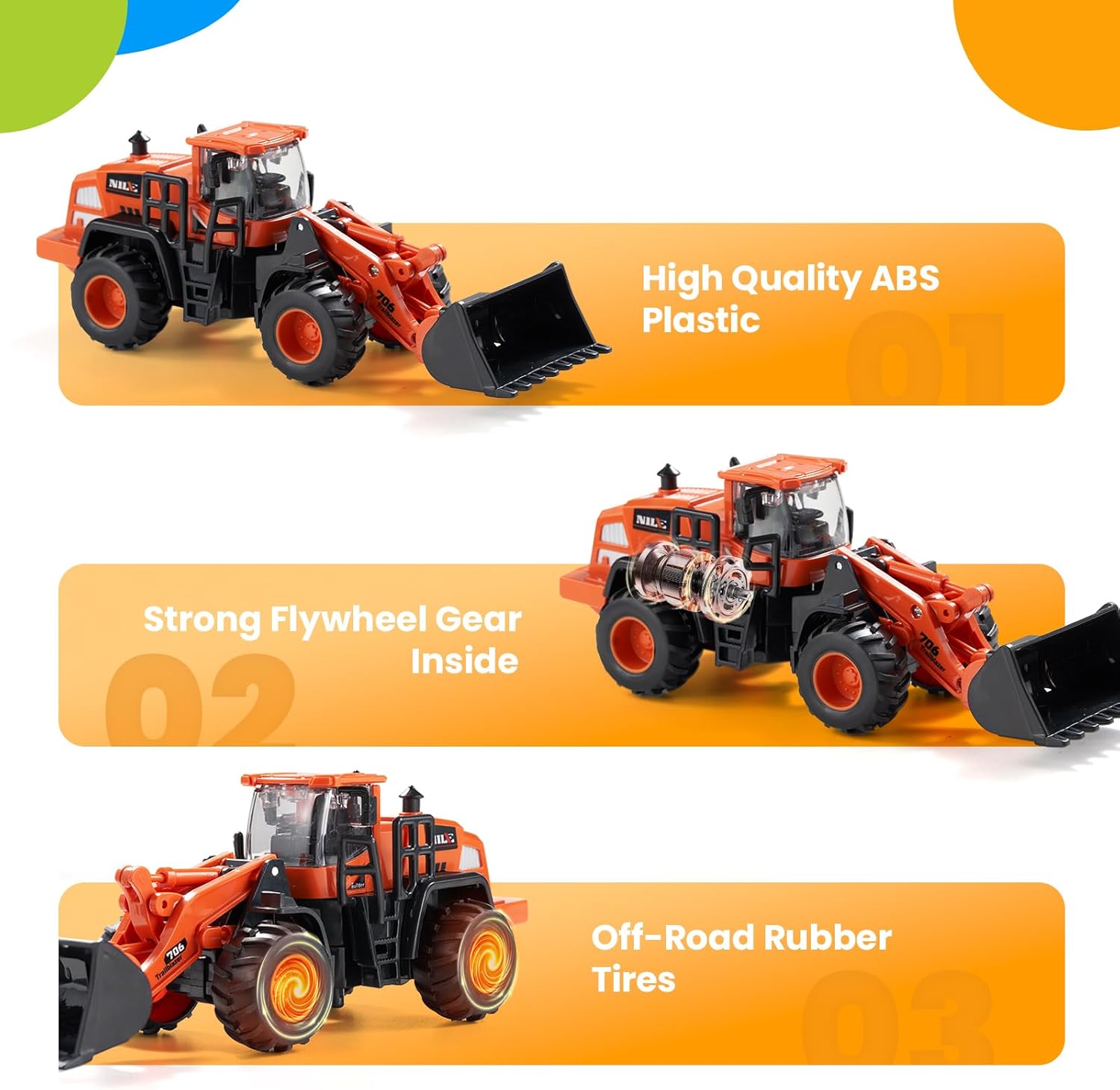 Construction Truck Toys for Toddlers: Push Go Truck Sandbox Excavator Toy Trucks Vehicles Snow Plow Toy Truck Bulldozer Road Roller Birthday Gift for 3 4 5 6 Years Old