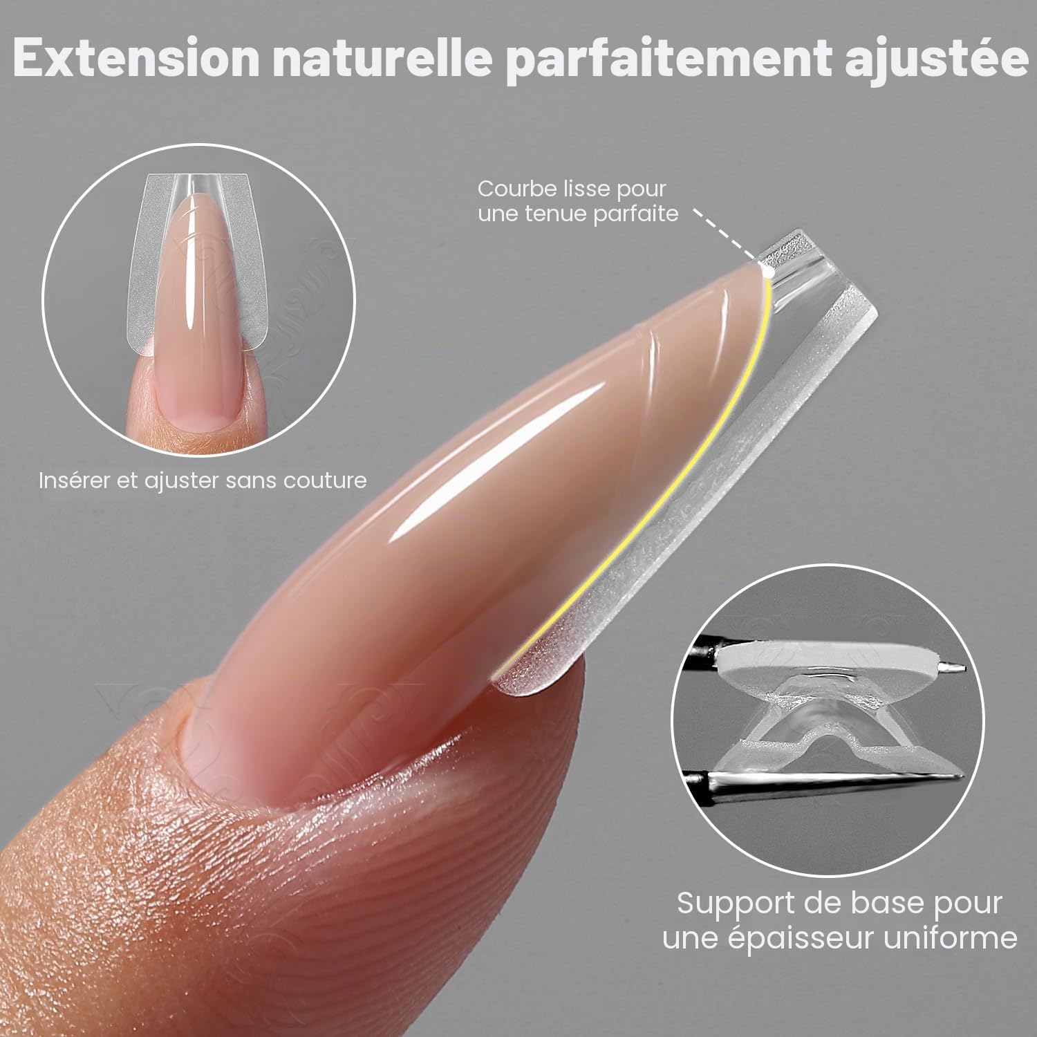 sandwich originaux formes doubles,240ps moule d'ongles pour l'extension rapide des ongles, 15 tailles forme en plastique, outils d'art des ongles de salon(W558-Almond)