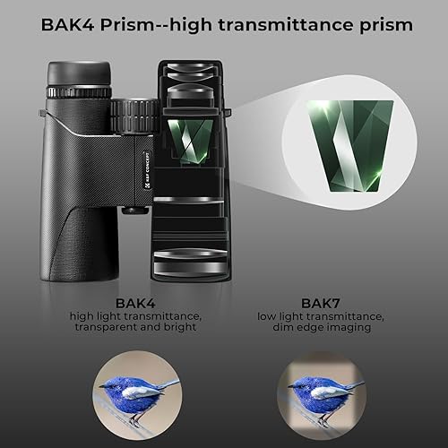 Miniatura 3 de K&F Concept Prismáticos compactos de 10 x 42 para niños y adultos, impermeable IP66 con convertidor de trípode, prisma BAK4, lente FMC, paño de