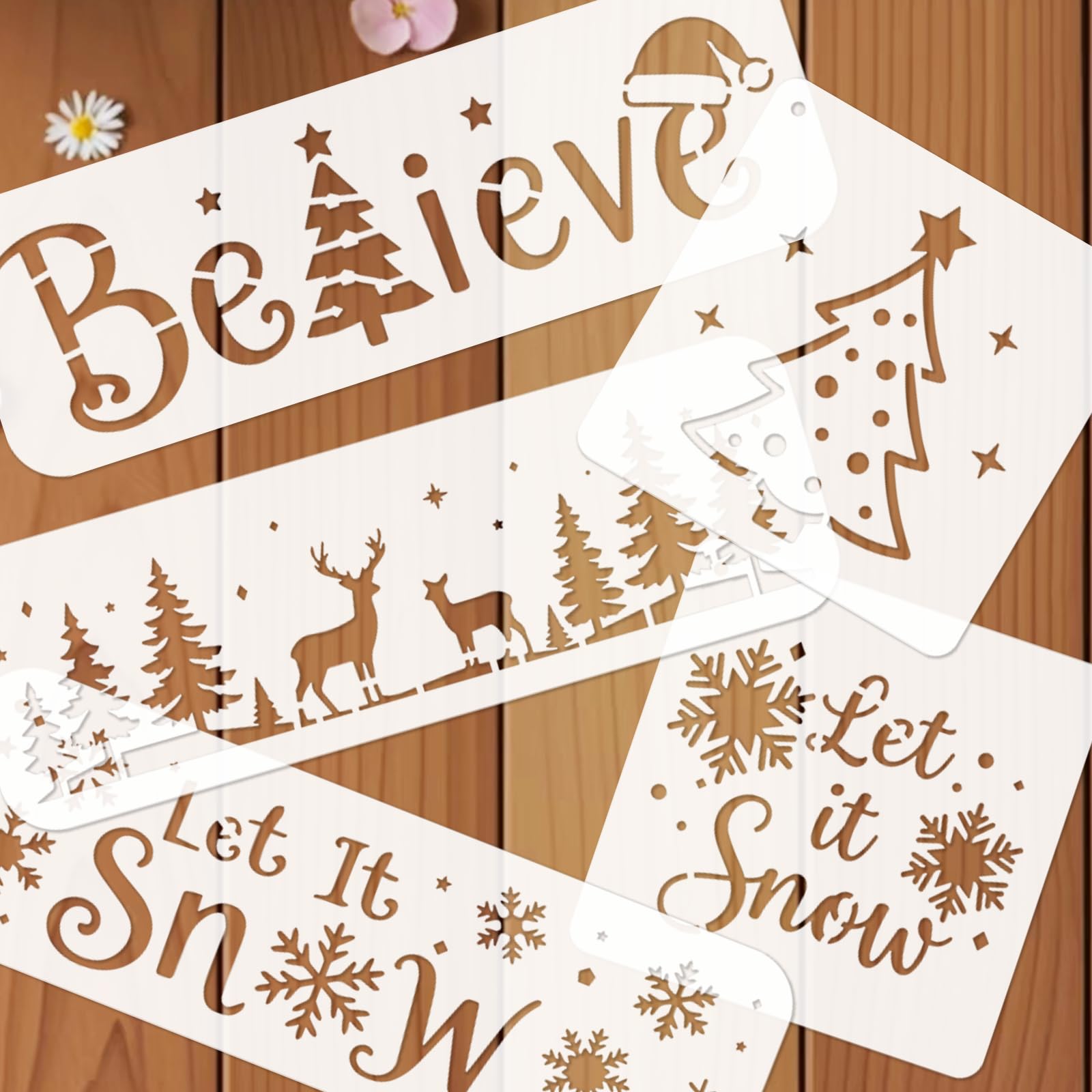 17 stencil natalizi da dipingere, riutilizzabili, stencil decorativi da parete, con frasi natalizie, tela, mobili, tessuto e decorazioni fai da te