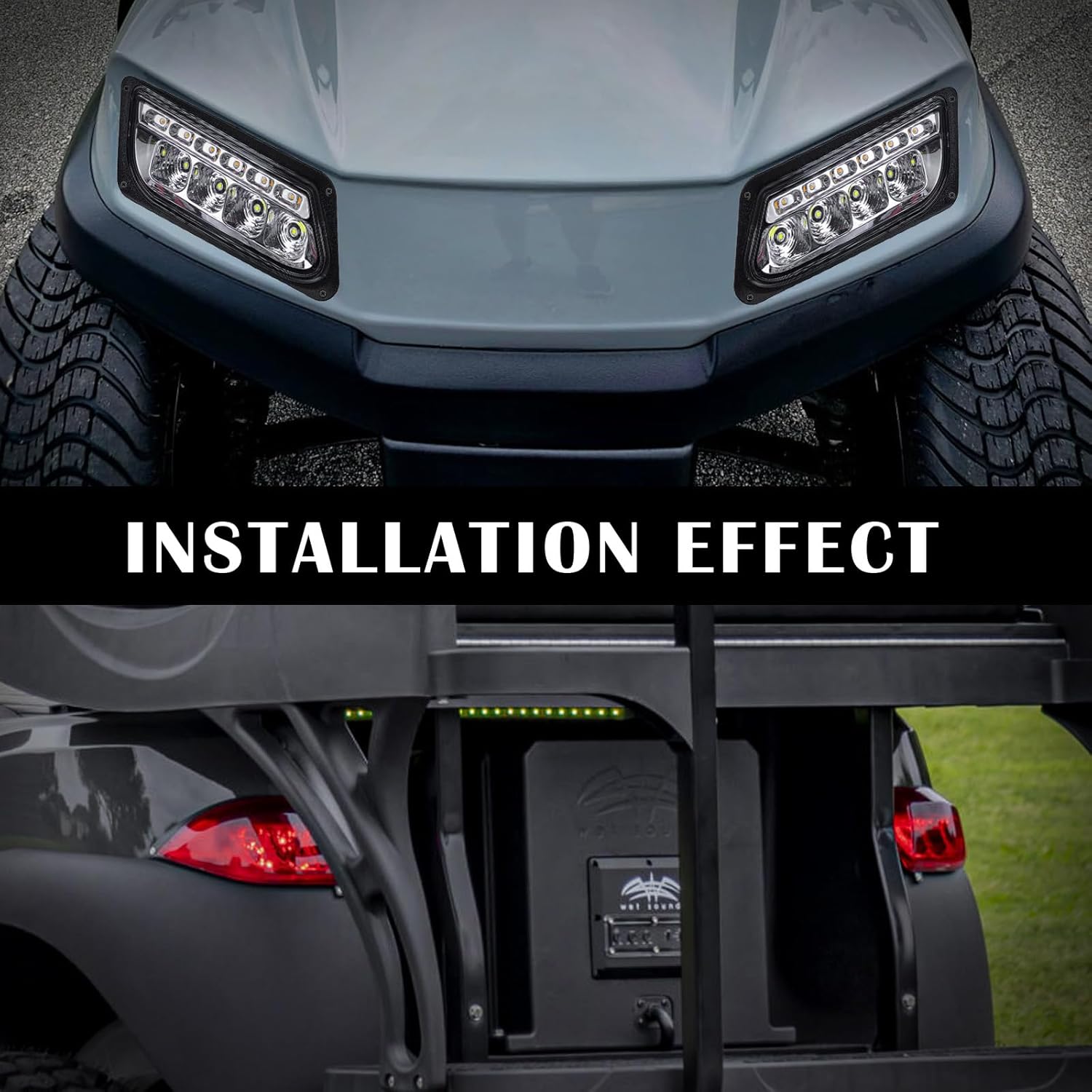 Club Car Tempo LED Basic Light Kit 48V, 2 LED headlight, 2 LED taillight, 1 Basic wiring harness Instruction & hardware included, OEM Style