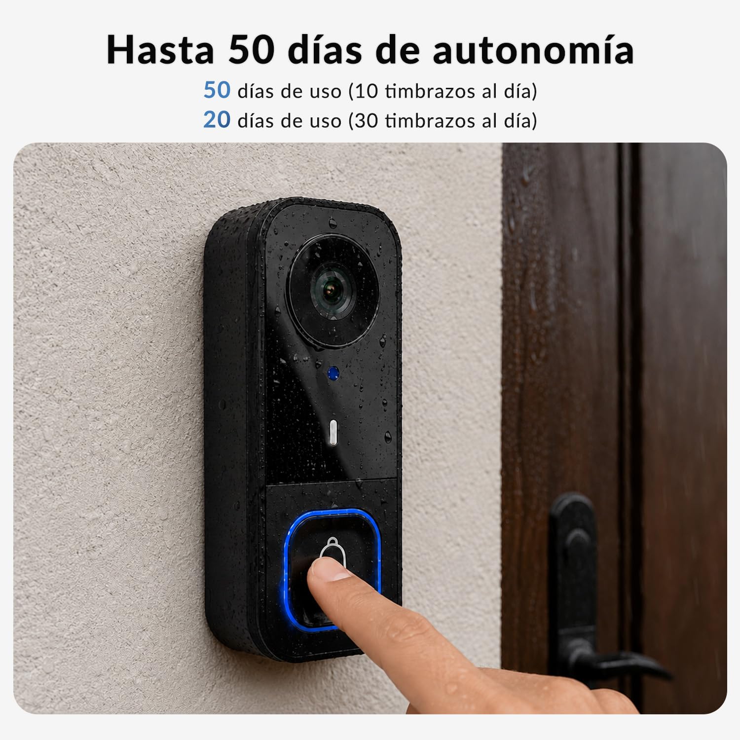 Timbre Inalámbrico con Cámara Exterior Impermeable, Videoportero Inalambrico con Pantalla de 4,5", Angular de 120°, Visión Nocturna y Audio Bidireccional, Batería de Larga Duración, No Requiere WiFi