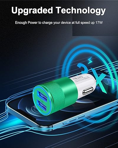 Miniatura 3 de Cargador de teléfono de coche de doble puerto, 2 unidades Cargador USB de carga rápida de 3.4 A, adaptador de encendedor Carro, adaptador de