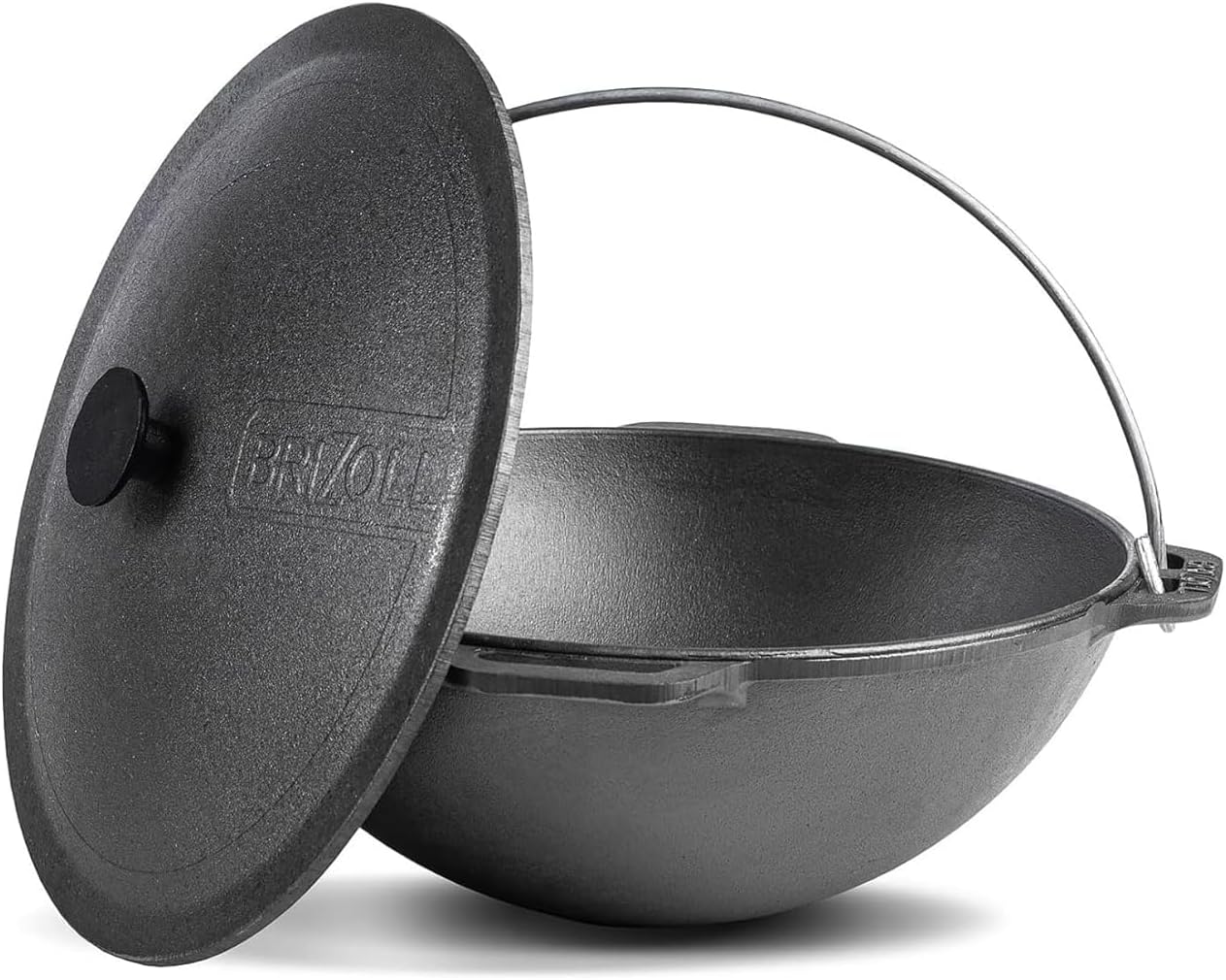 Dutch Oven Pot with Lid Cast Iron Asian Cauldron (Kazan) with Cast Iron Lid Camping Wok Kazan Cooking Pot Kitchen Pot Cookware (15.85 qt. (15 L))