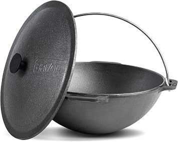Dutch Oven Pot with Lid Cast Iron Asian Cauldron Kazan with Cast Iron Lid Camping Wok Kazan Cooking Pot Kitchen Pot Cookware 15.85 qt. 15 L