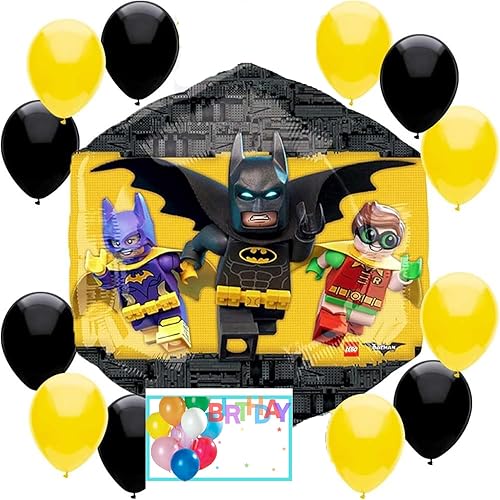 Anagram Globos de papel de aluminio de cumpleaños con licencia | Destinado a Lego Batman | Doble cara | Accesorio de fiesta | Juego de globos