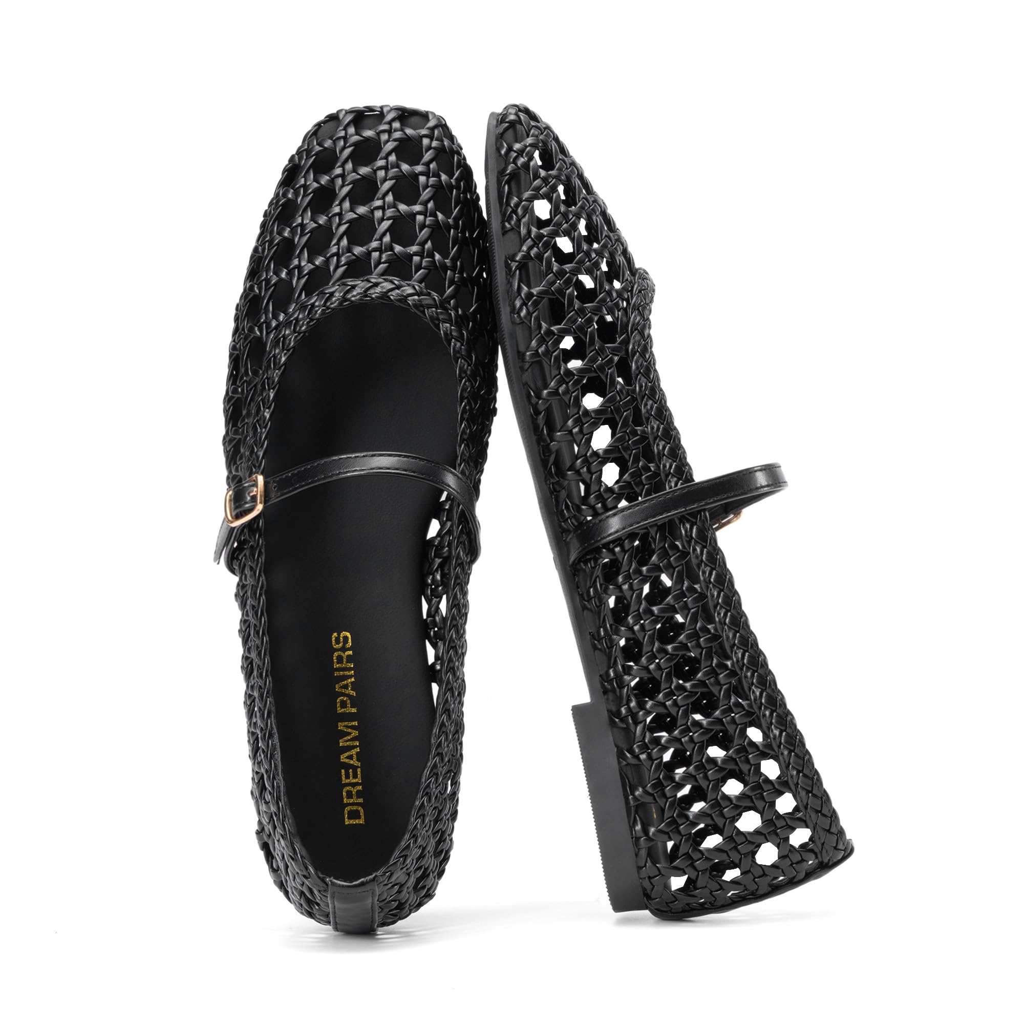 DREAM PAIRS Intrecciato Ballerine Mary Jane da Donna, Eleganti e Comode, con Cinturino Regolabile con Fibbia per Lavoro, Tempo Libero, Viaggi
