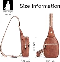 Vista 173 de Telena Riñonera pequeña para mujer, de cuero, cangureras, bolsa de pecho para mujer 3-camel marrón