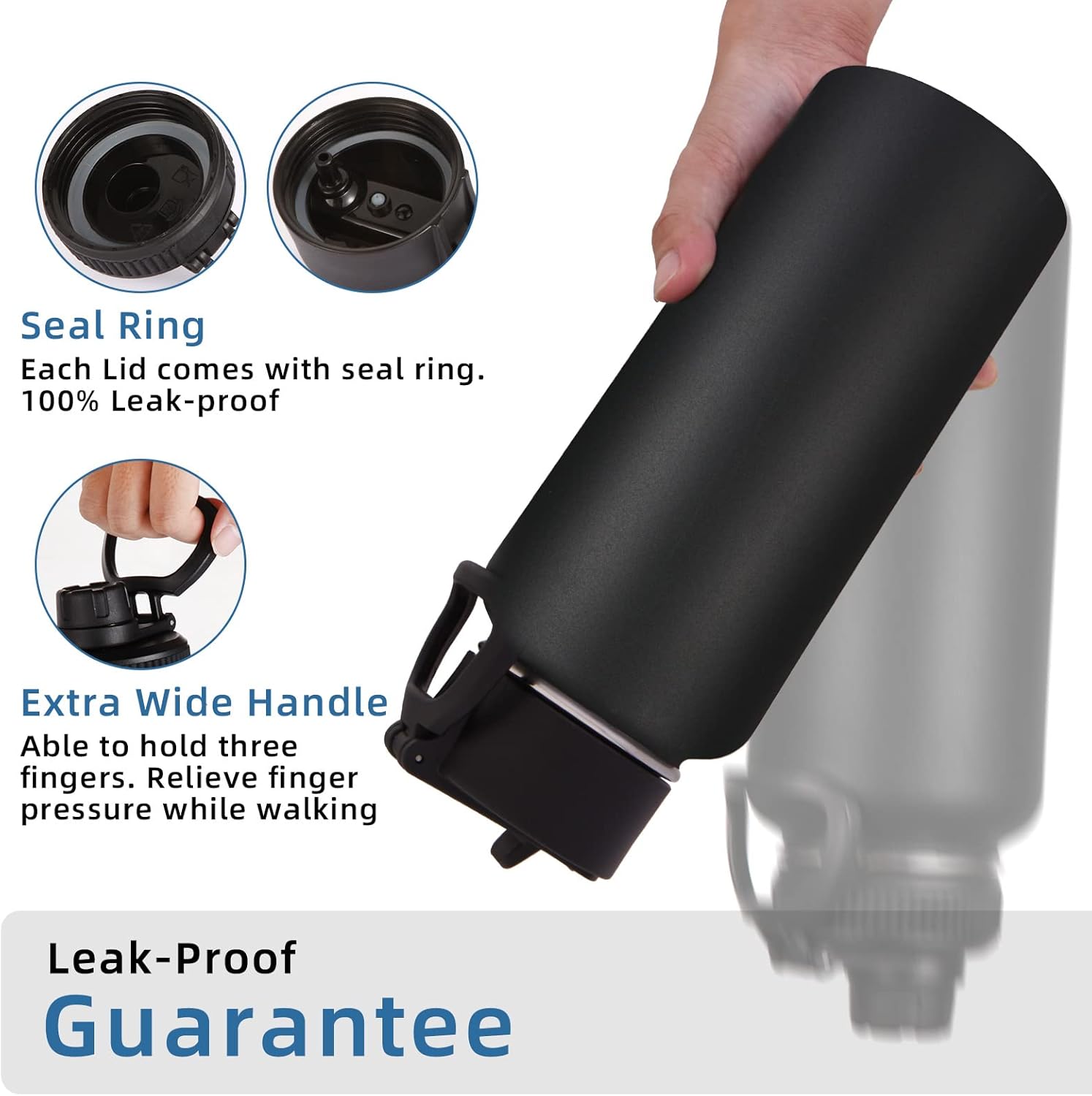 Volhoply 32 oz Insulated Water Bottles Bulk 8 Pack with Straw Lid & Spout Lid,Stainless Steel Sports Water Bottle,Double Wall Vacuum Cups,Leakproof Wide Mouth Metal Flask for Hiking,Camping(Mix,8) - Image 6