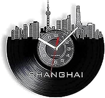 Wall Clock Kitchen Clock 12 Inch Shanghai Skyline Oriental Pearl Wall Clock Artwork Decoration Gift Clock Mechanism Clock Gift