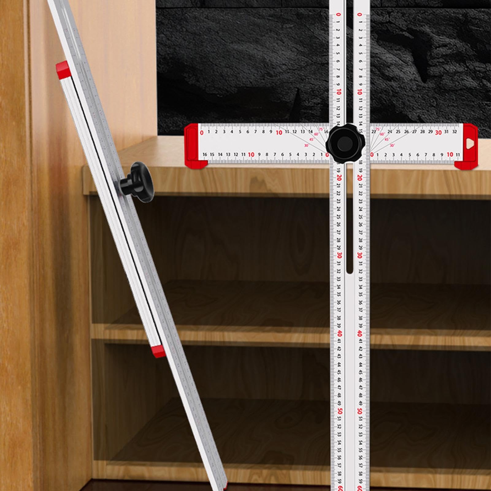Strumento quadrato a T, righello di posizionamento per foratura, per la lavorazione del legno, righello quadrato a T, per lavori di falegnameria, layout e strumenti di misurazione | per la lavorazione del legno, righello quadrato a T, per lavori di falegn