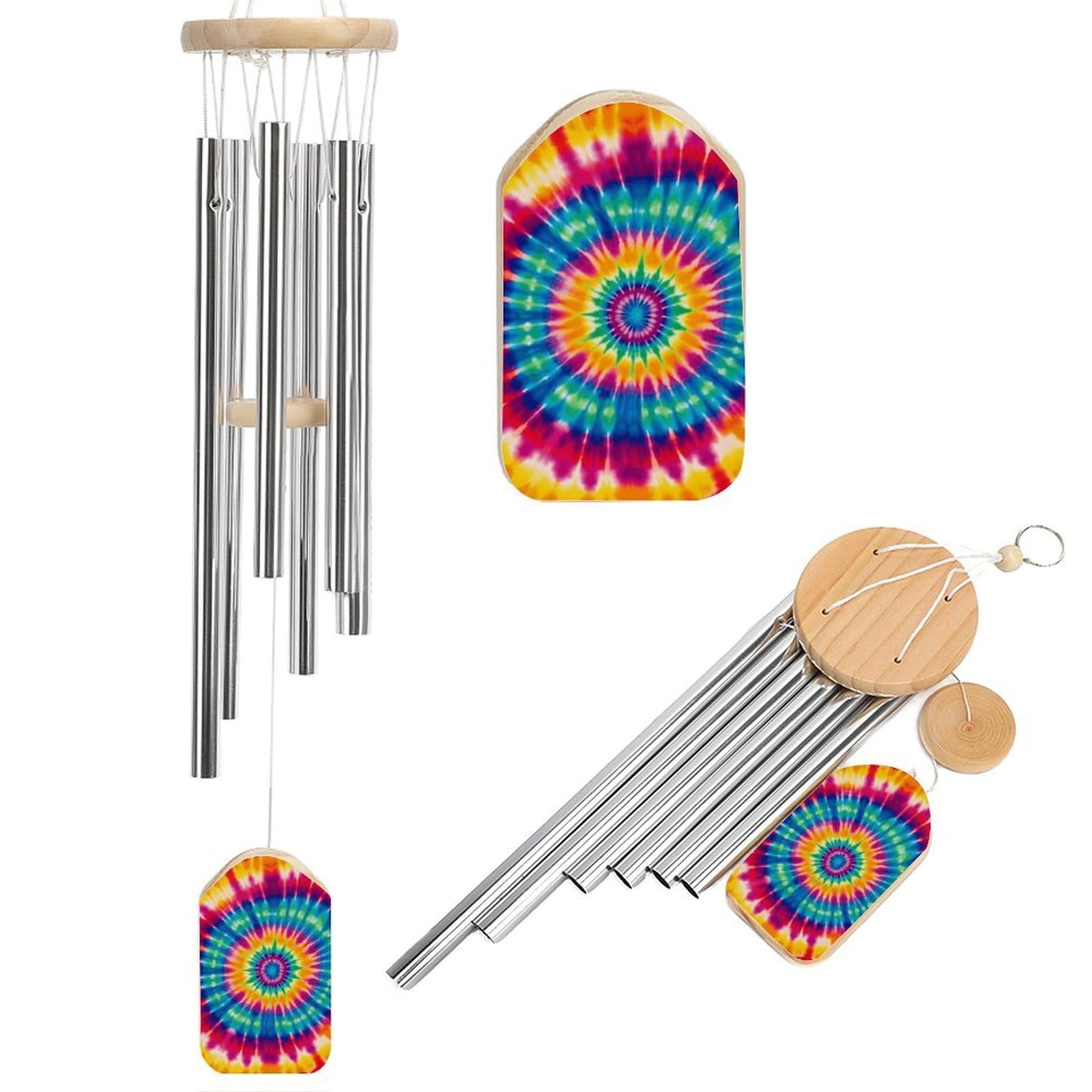 Tie Dye Pattern Wind Chimes, Soothing Melodic Memorial Windchimes Soothing Melody Wind Chime Handcrafted Hanging Decoration for Home Garden Balcony Courtyard Decor
