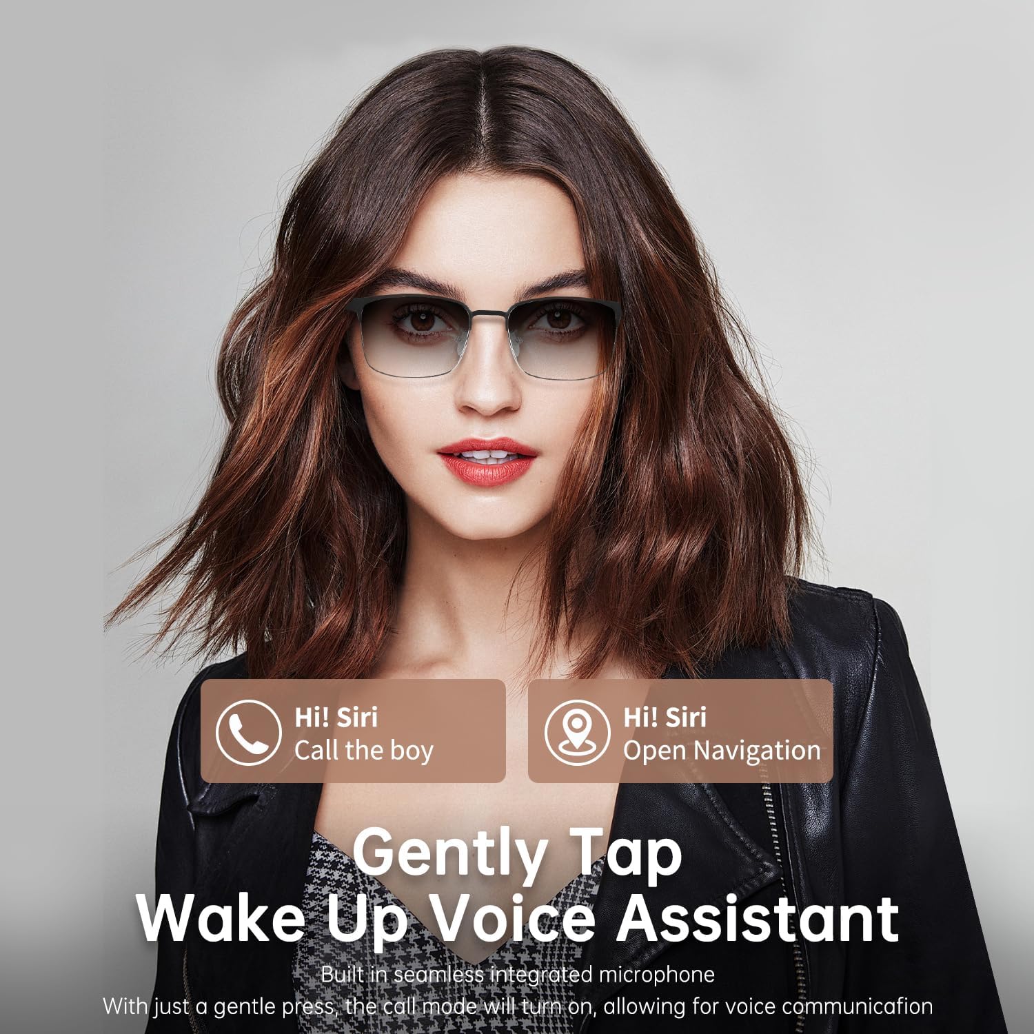 Bluetooth Audio Smart Glasses, Blue Light Glasses for Women Men, Remote Shooting, Open Ear Sound Mic & Speakers, Magnetic Charging, Color-Changing Polarized Sunglasses Lenses, Voice Assistant（GS06S)