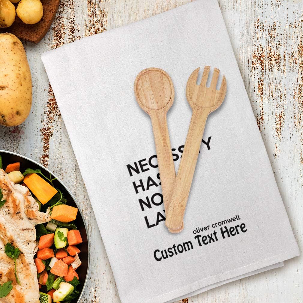 Style In Print Custom Decor Flour Kitchen Towels Famous Quote Necessity Has No Law Oliver Cromwell Inspiration & Motivation Insight Cleaning Supplies Dish Towels Personalized Text Here