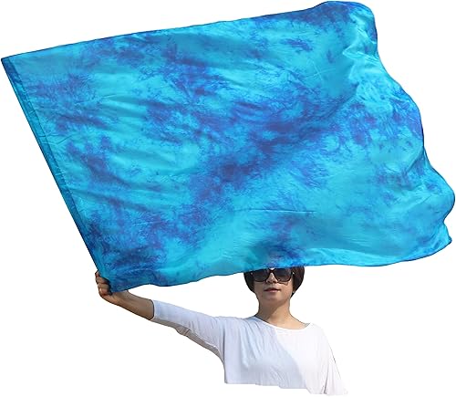 Winged Sirenny Banderas flexibles de alabanza porfética de adoración de danza, serpentina rectangular de 50 pulgadas (luna azul)