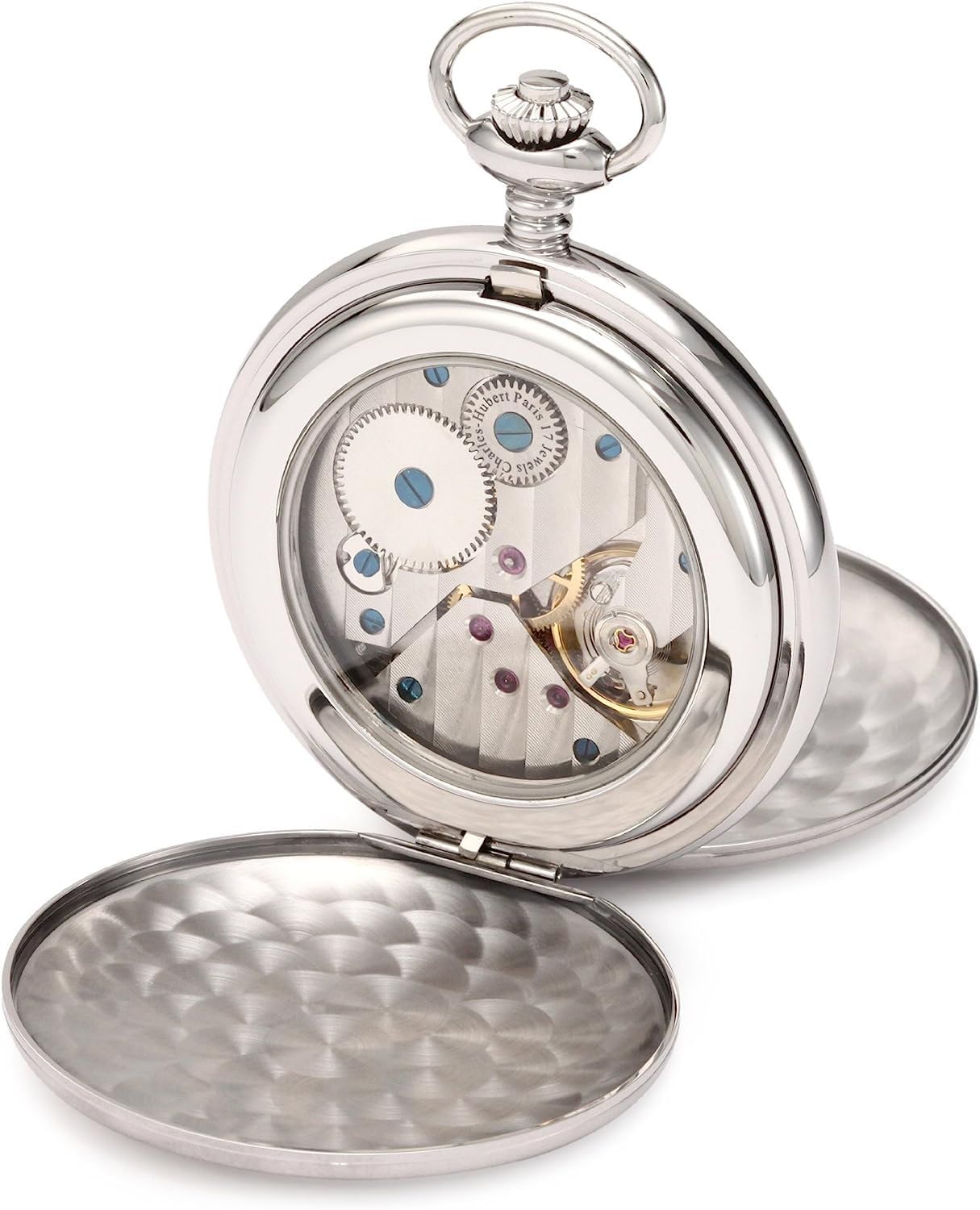 Charles Hubert 3908-WRR Men's Pocket Watch, Mechanical Hand Winding, Small Seconds, Silver