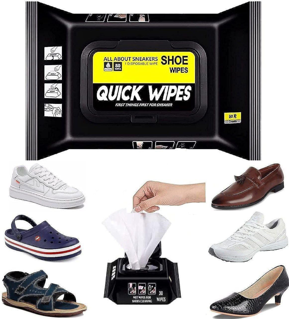 AEXO Natural Sneaker & Shoe Cleaner Wipes - 1 Packs of 80 - Portable Sneakers Cleaner Shoe Wipes Quickly Remove Dirt & Stains - These Disposable Shoe Cleaning Wipes Can Be Used On Footwear