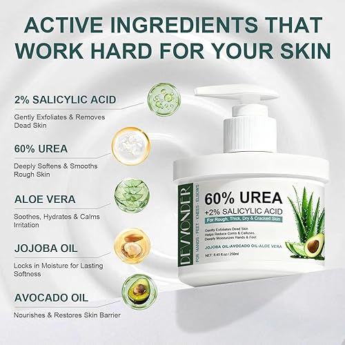 Miniatura 2 de Crema de urea 60 por ciento para pies de máxima fuerza con 2% de ácido salicílico de 8.45 onzas, crema de pies para talones y pies secos agrietados