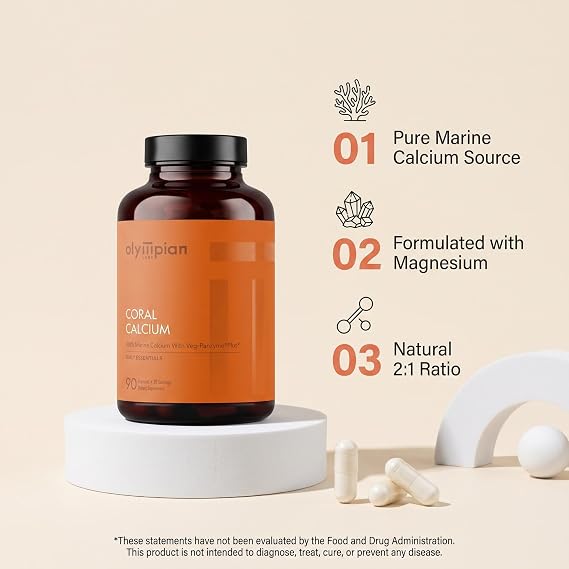 Olympian Labs Coral Calcium 1000mg Concentrate Capsules, Supporting Healthy Bones and pH Balance - 90 Capsules