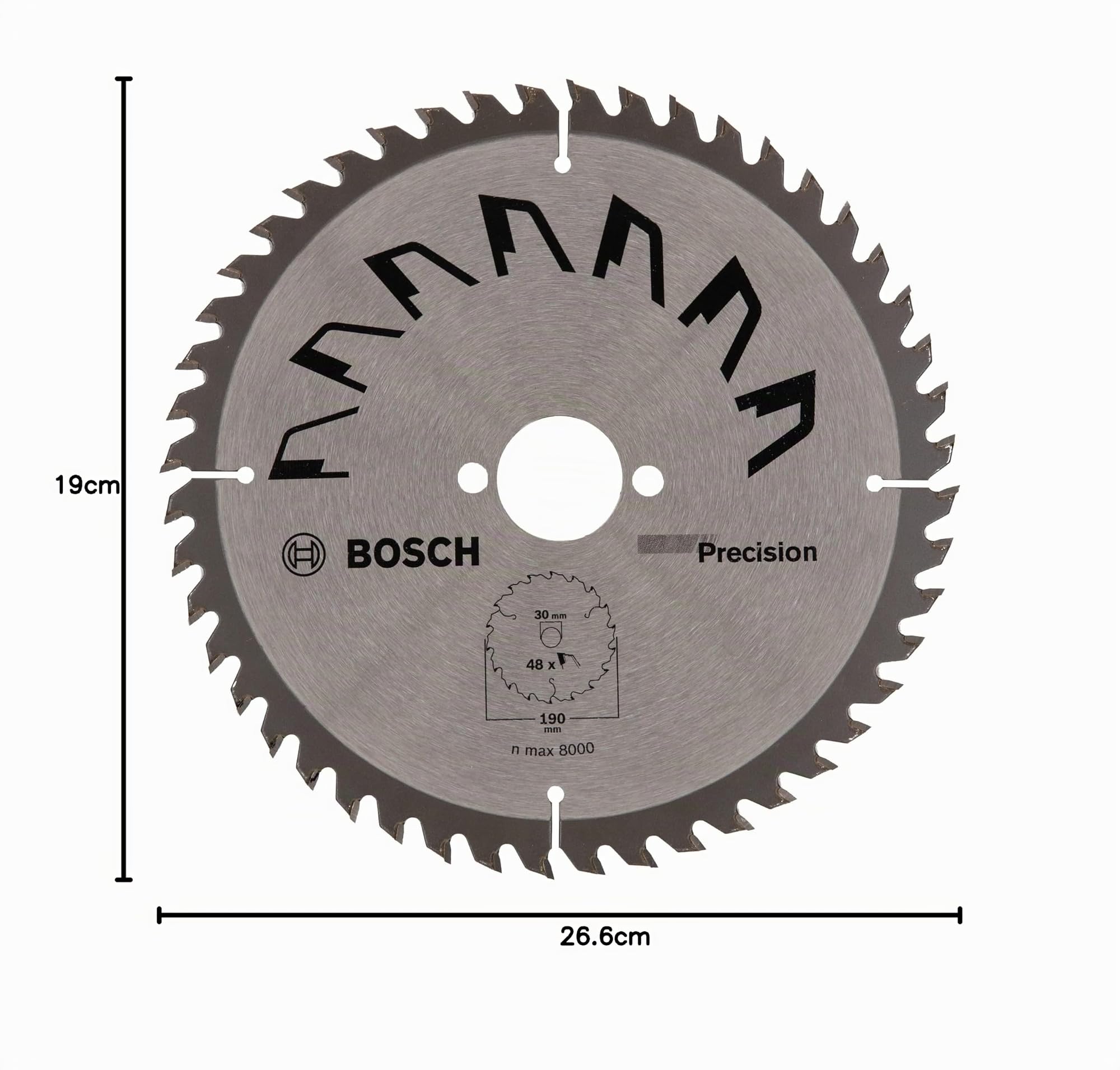 Bosch 1x Lame de Scie Circulaire Precison (pour Bois, Ø 190 x 2.5/1.5 x 30 mm, 48 Dents, ATB, Accessoire Scie Circulaire)
