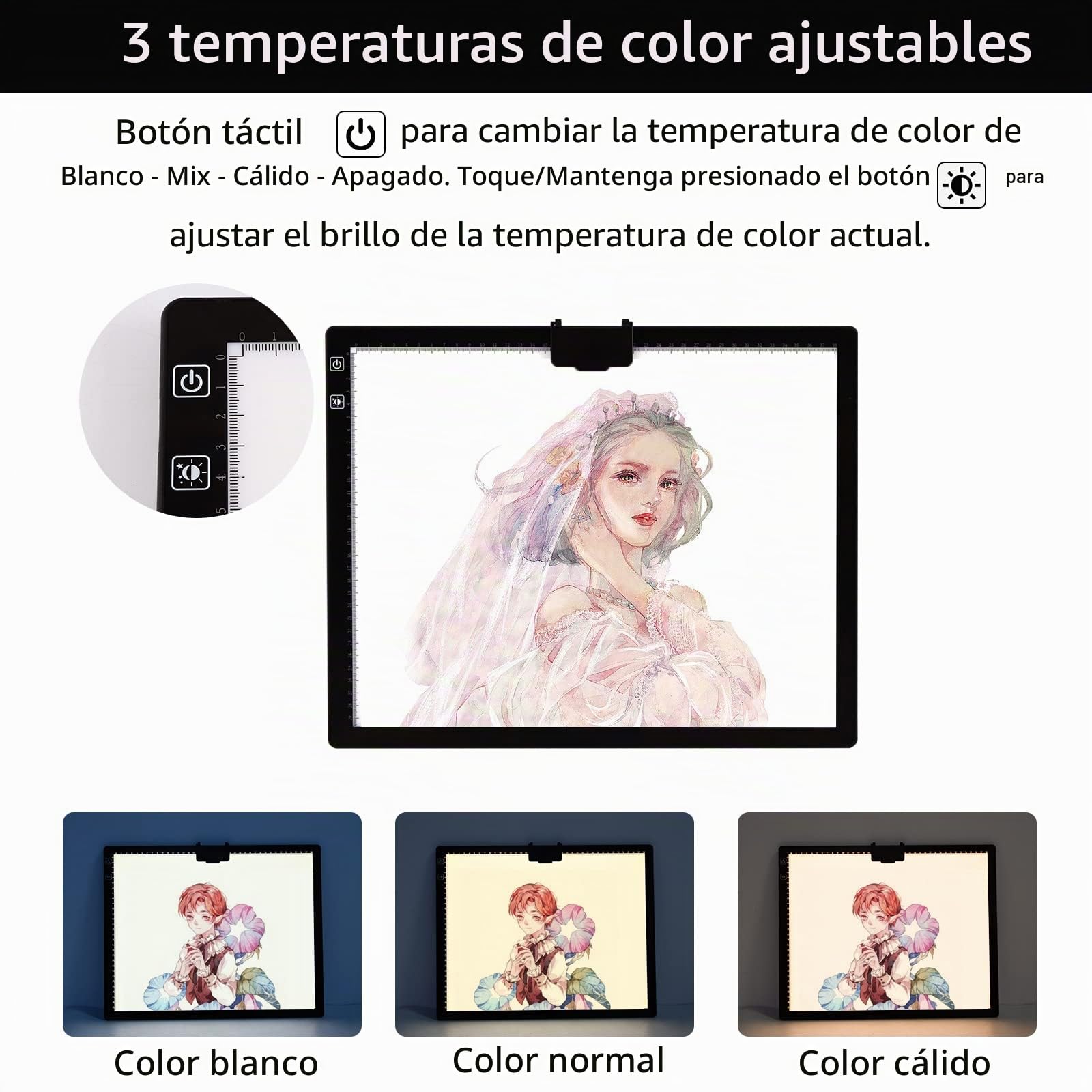 TOHETO A3 Recargable Mesa de Luz Para Calcar con Bolsa, Soporte Integrado,Clip Magnético, Mesa de Luz Dibujo Tableta de Luz, LED Tableta de Luz Dibujo de Dibujo para Bocetos Diseño 5D Diamante Pintura