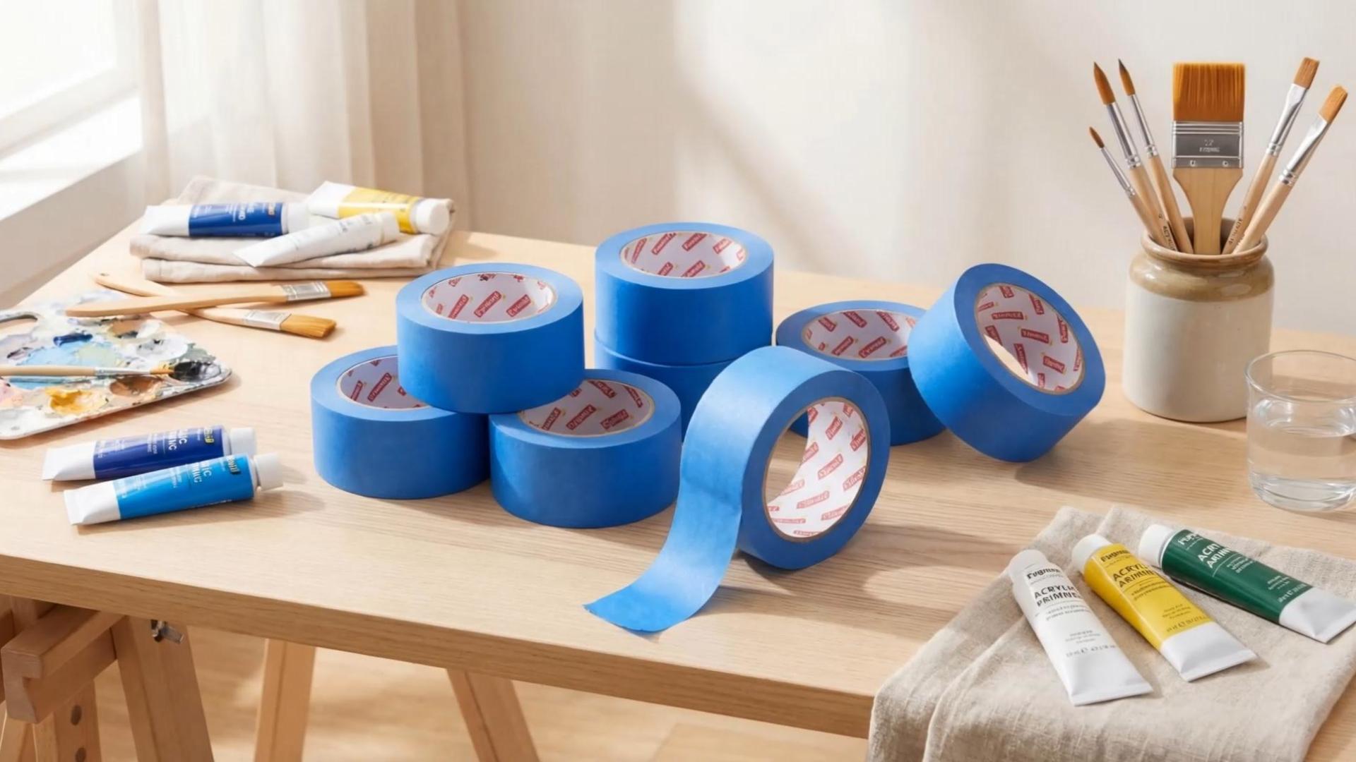 Image of 16 Rolls Blue Painters Tape 2 Inch Wide 1.89In x 880Yd Blue Masking Tape Bulk for Walls Home Improvement Masking DIY Crafts