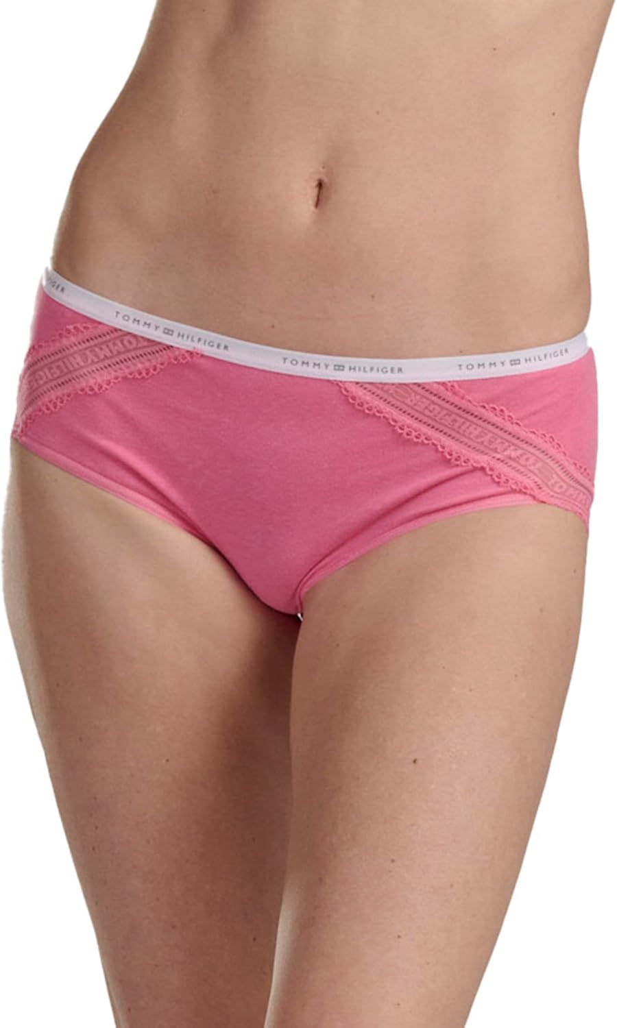 Tommy Hilfiger womens Cotton Logo Waistband Lace Trim Hipster 3-pack - Image 2