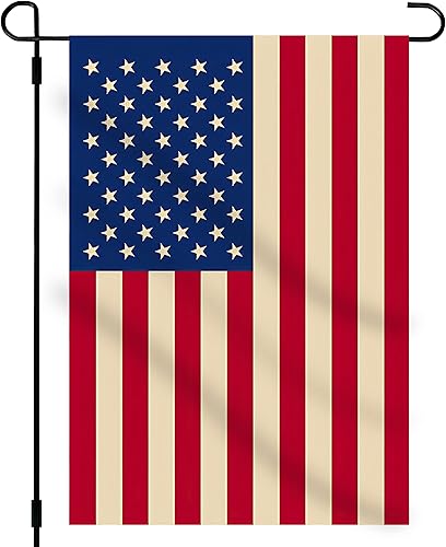 CVHOMEDECO. Bandera de Estados Unidos vintage de doble cara para el jardín, banderas patrióticas de Estados Unidos para decoración al aire libre del