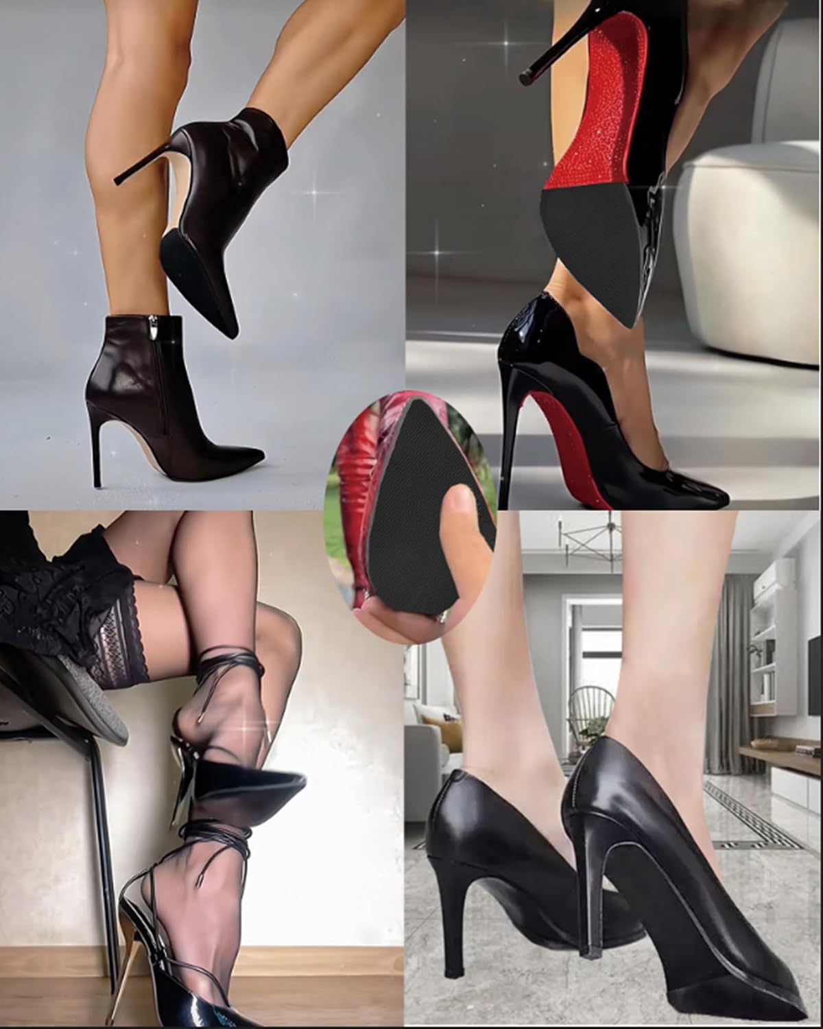 Black Grid Anti-Slip Shoe Sole Protector Pads (6x4, 8Pcs) image 4
