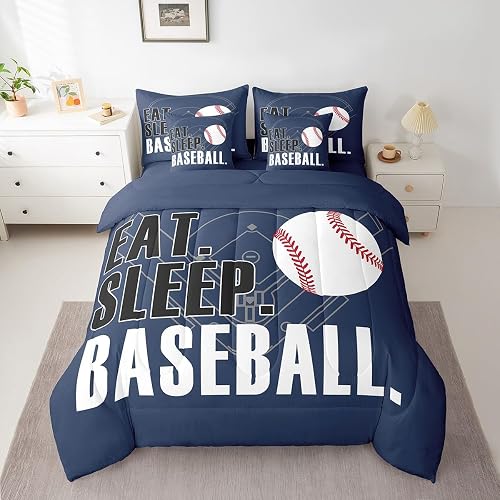 Feelyou Baseball Comforter Set Full Size 7 Pieces for Kids Boys Girls Teens