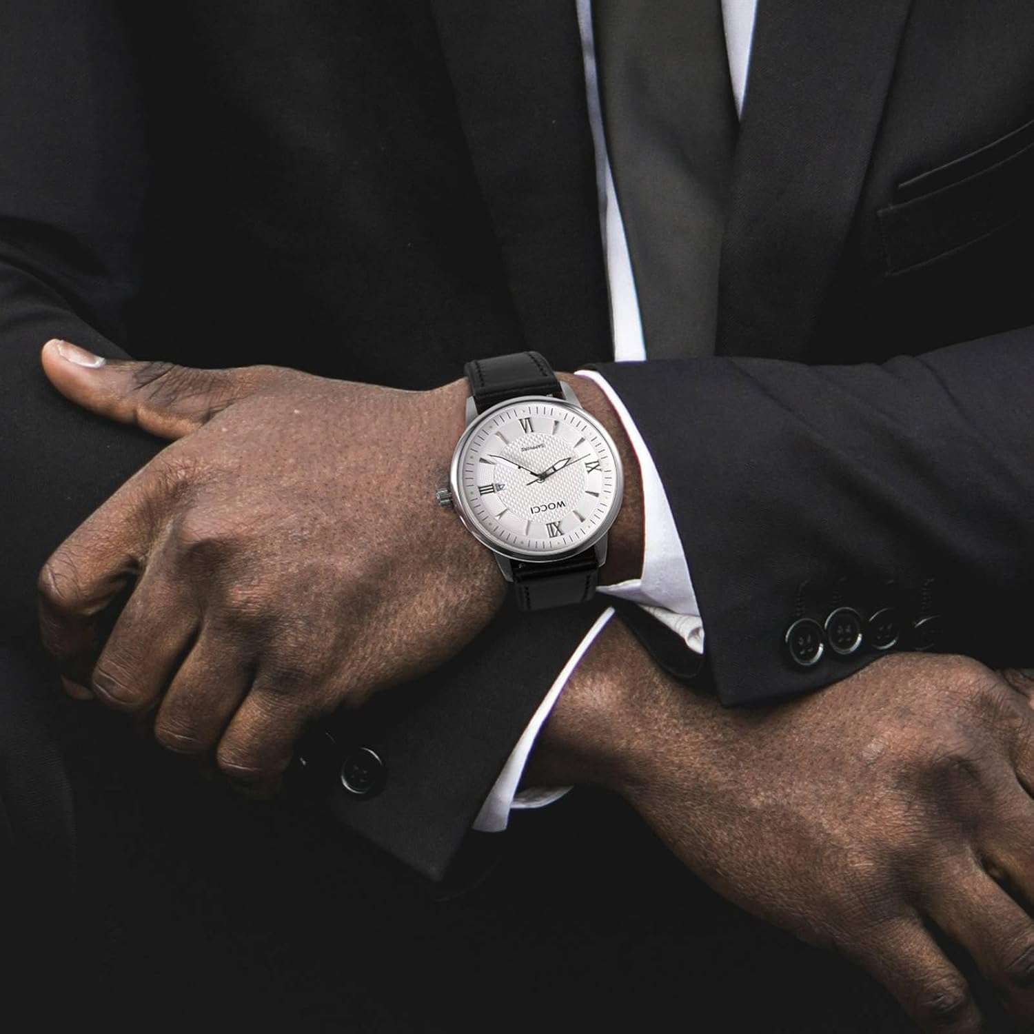 WOCCI 20mm Elite Watch Band, Top Grain Leather, Quick Release, Black Buckle (Black) - Image 5